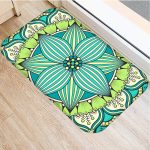 Tapis salle de bain bohème vert