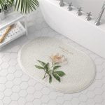tapis de bain fleurs rose
